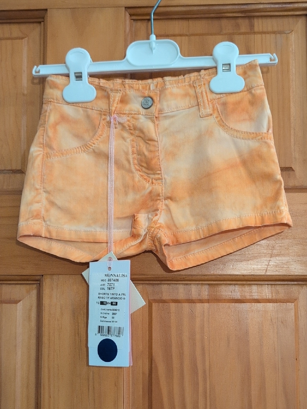 MonnaLisa Orange Tie-Dye Girls' Denim Shorts